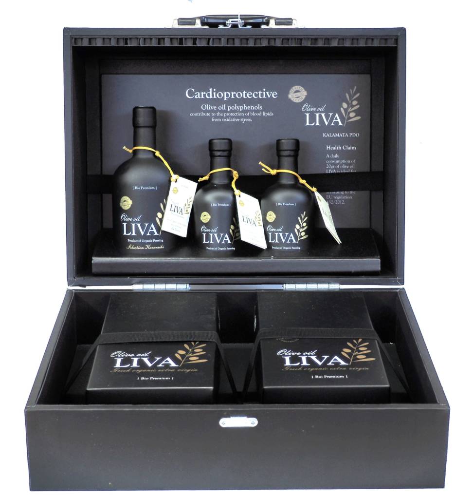 Содержит 5 бутылок оливкового масла Лива Вы можете создать свои собственные комбинации Набора из наших продуктов!